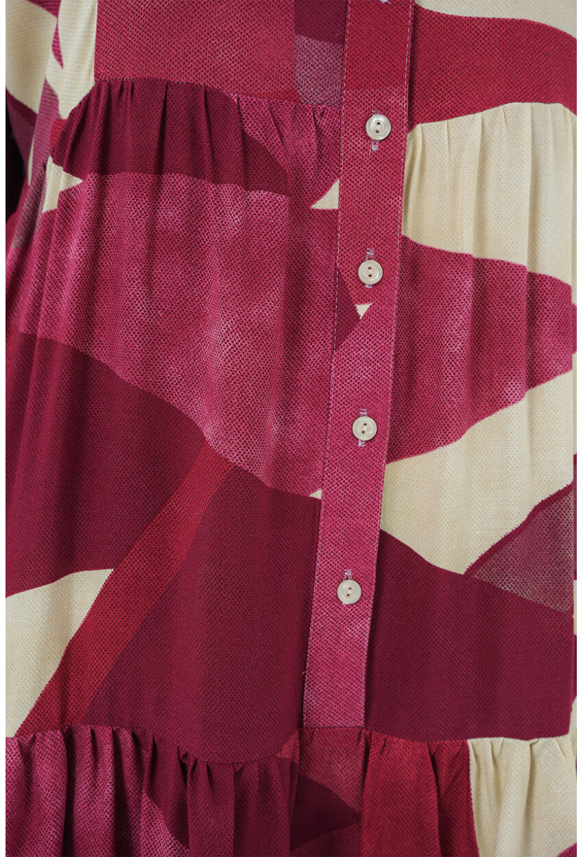 2423 Otantik Desenli Tesettür Elbise