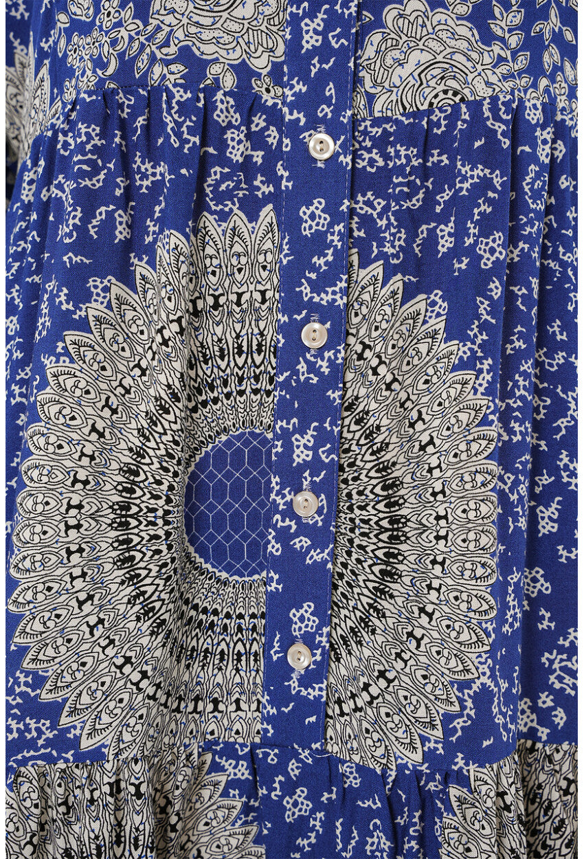 2423 Otantik Desenli Tesettür Elbise