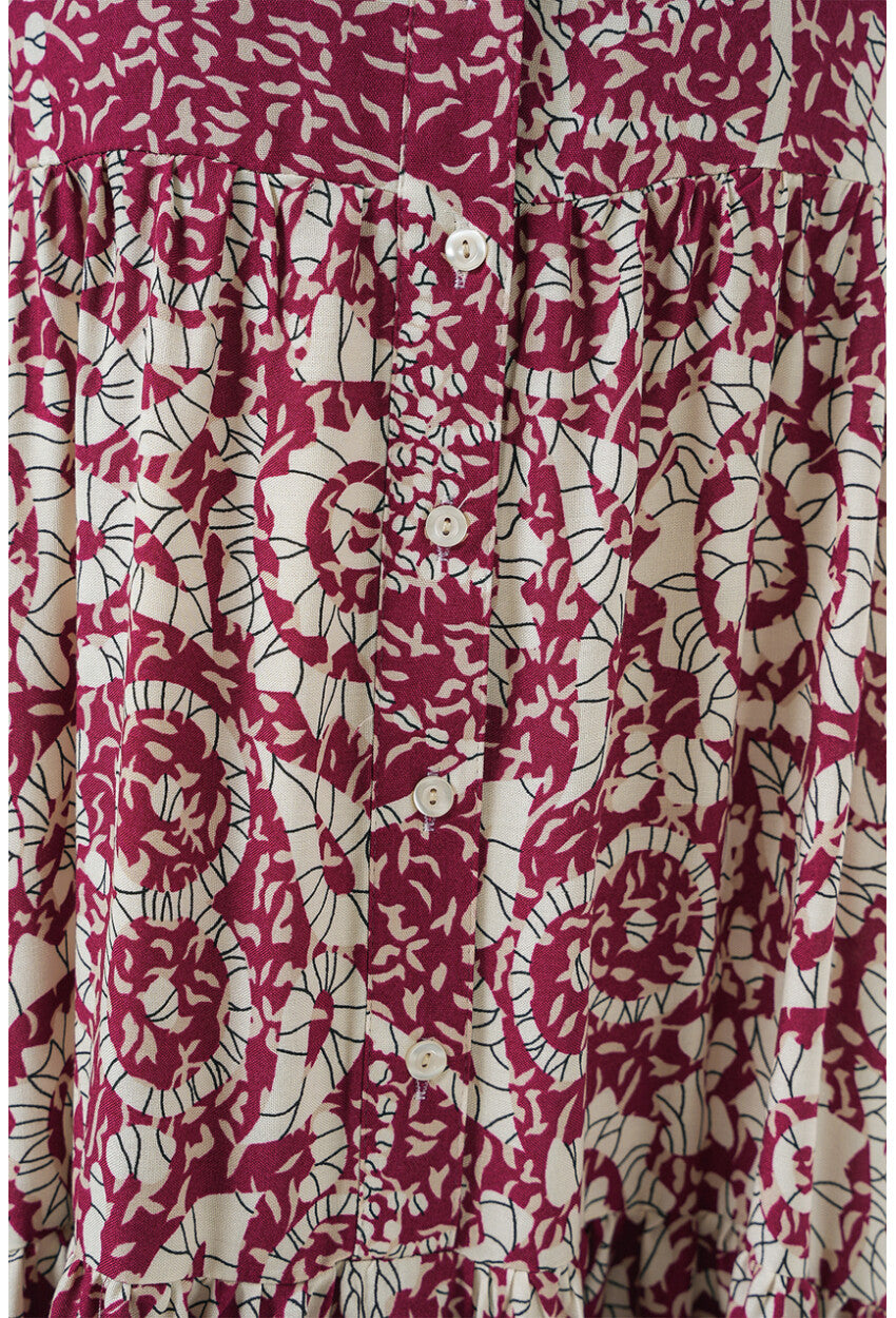 2423 Otantik Desenli Tesettür Elbise