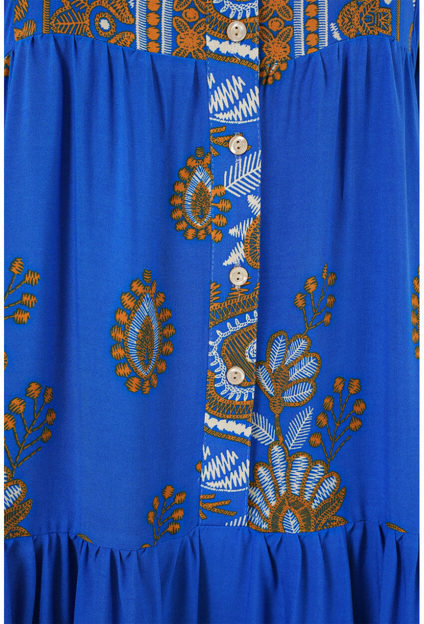 2423 Otantik Desenli Tesettür Elbise