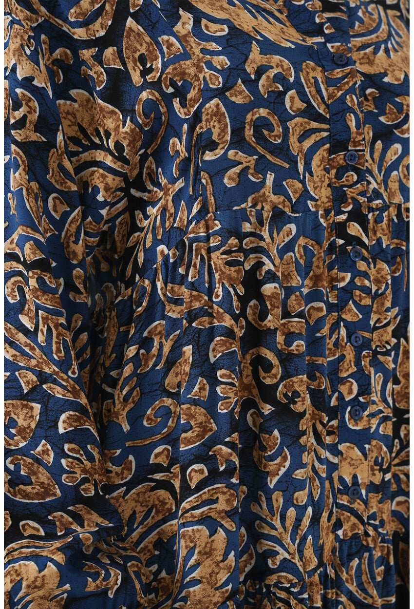 2423 Otantik Desenli Tesettür Elbise