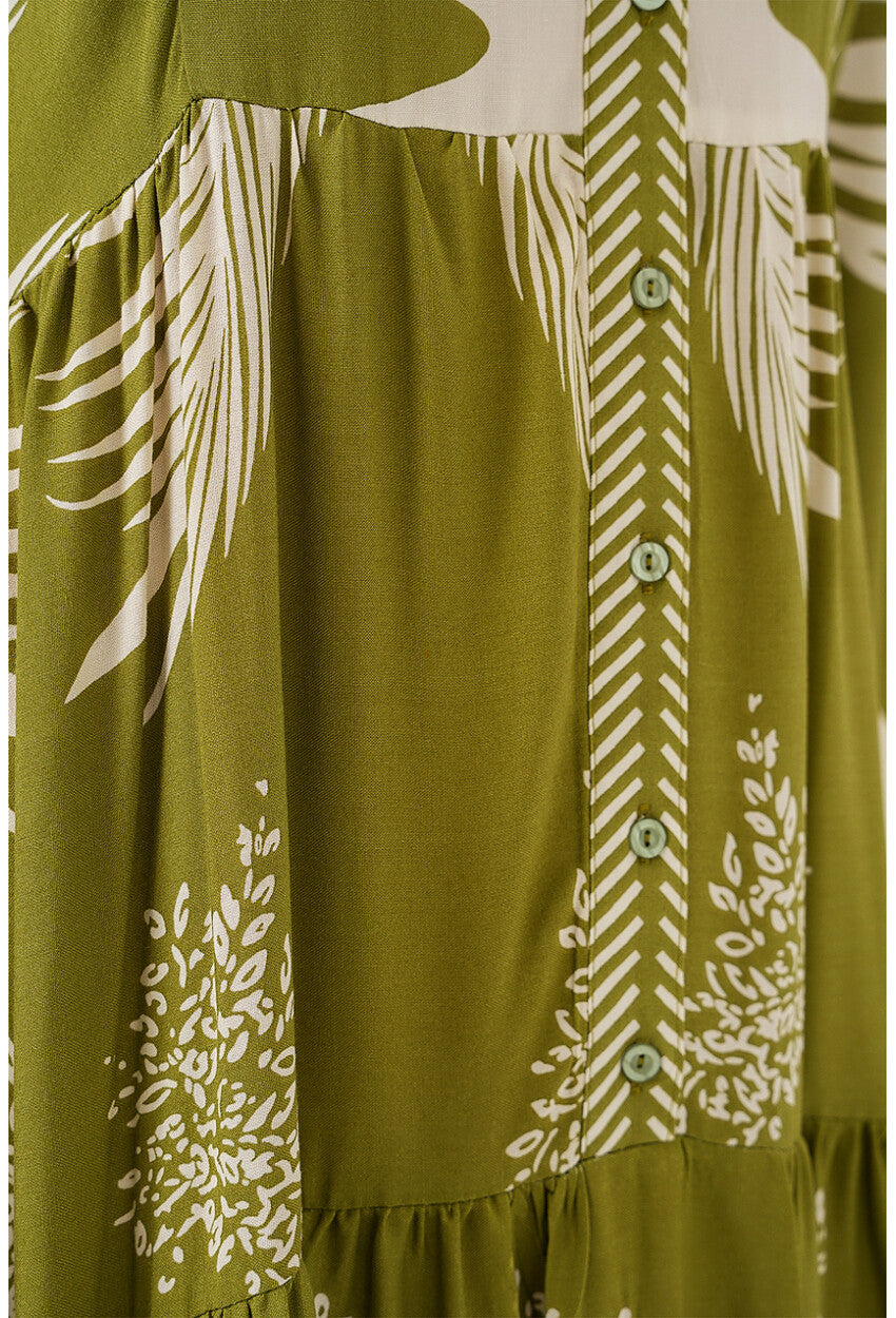 2423 Otantik Desenli Tesettür Elbise