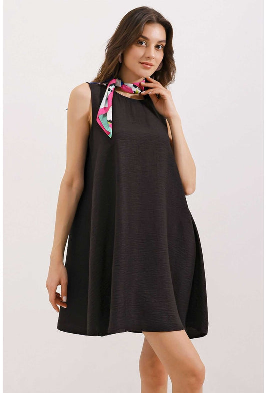 2444 Mini Keten Elbise