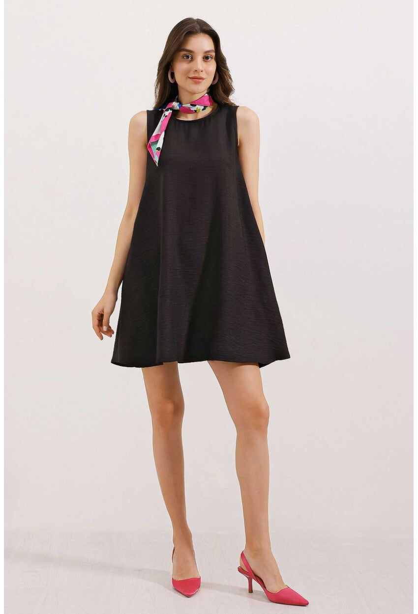 2444 Mini Keten Elbise