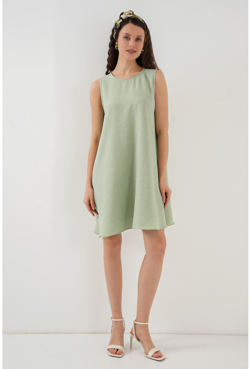 2444 Mini Keten Elbise