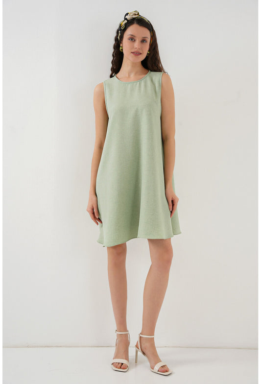2444 Mini Keten Elbise