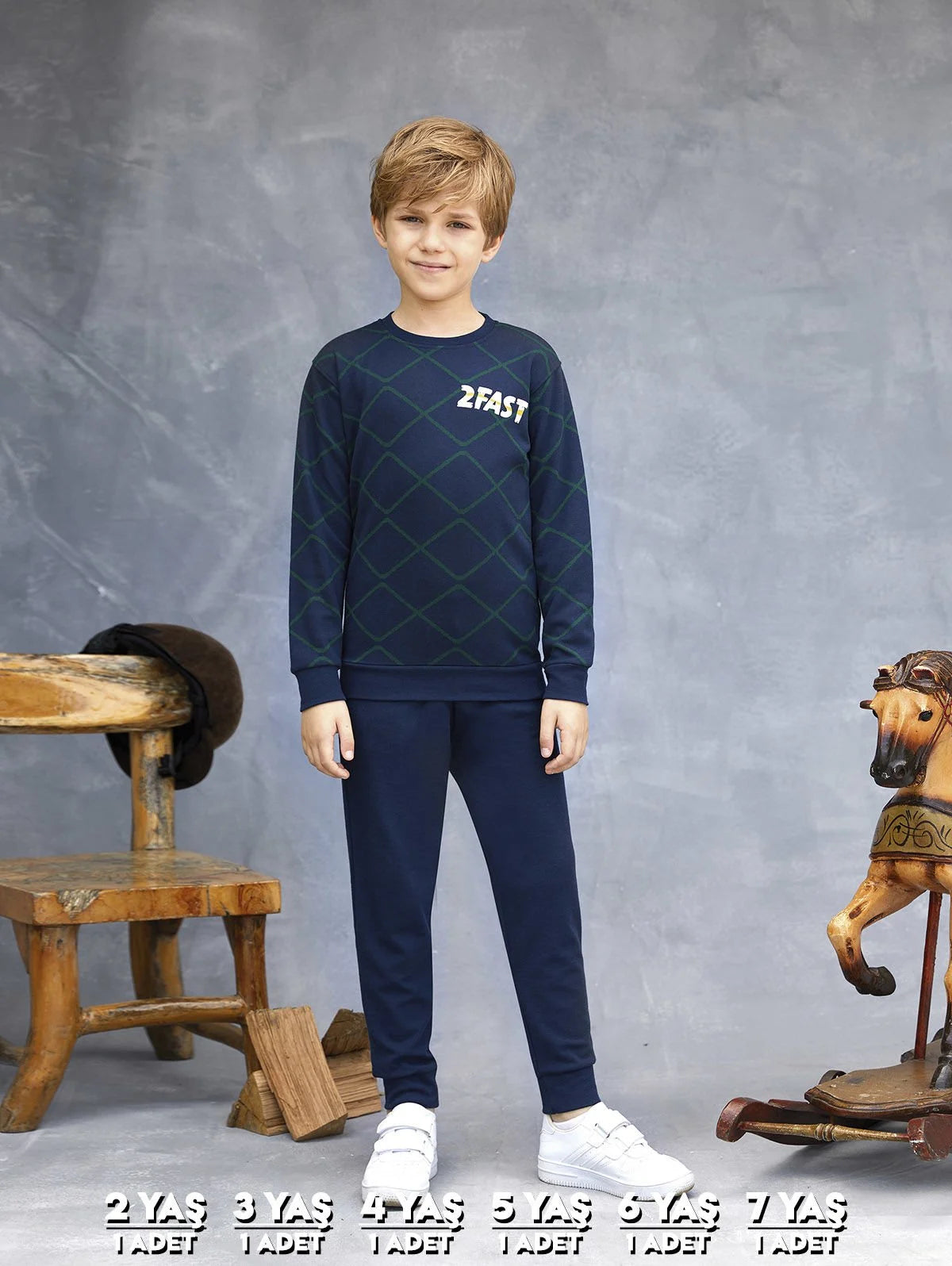 Elsima 3155 Erkek Çocuk Uzun Kollu Pijama Takımı (2-7 Yaş)