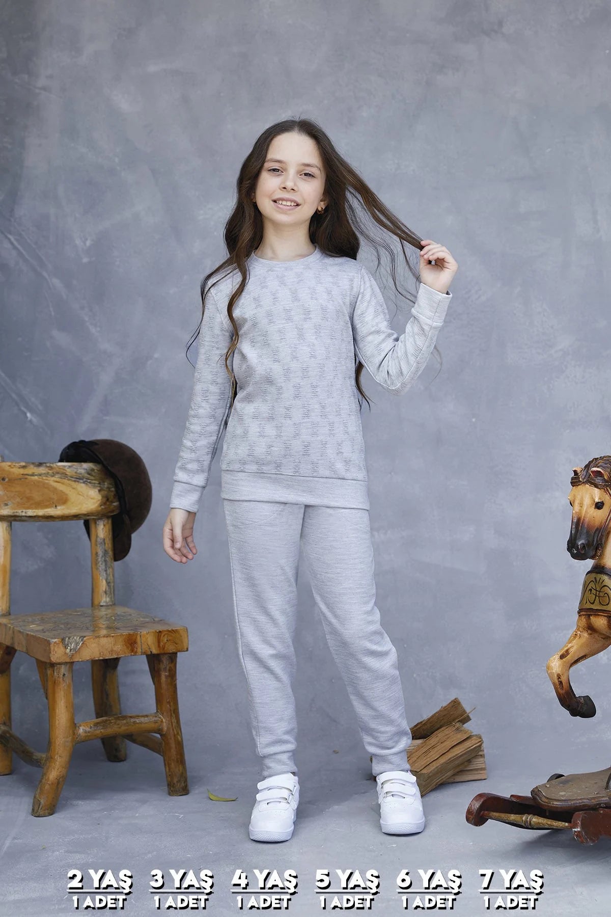 Elsima 3176 qizlar uchun uzun yengli pijama to'plami