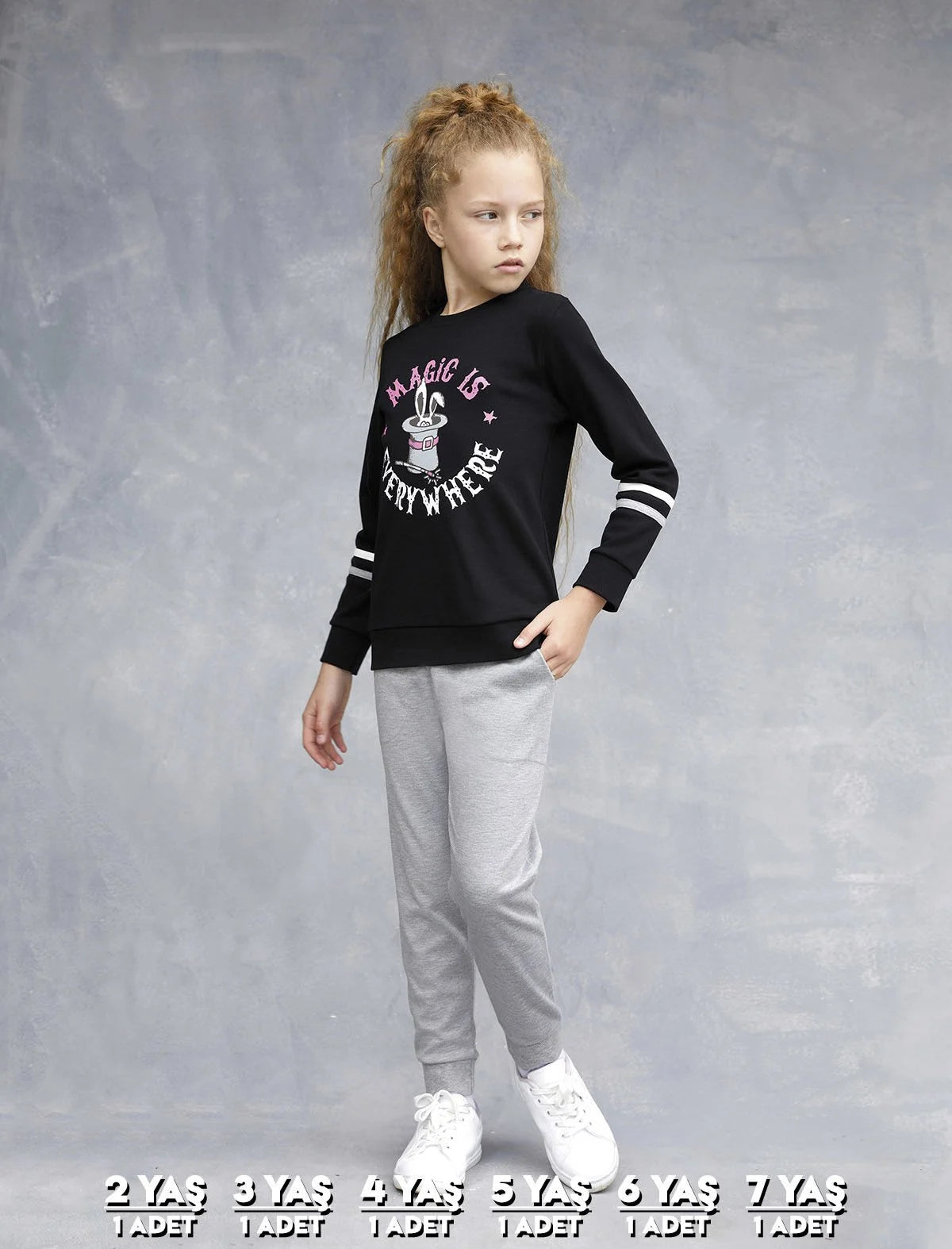 Elsima 3186 qizlar uchun uzun yengli pijama to'plami