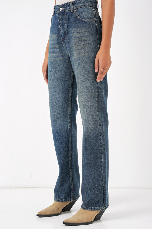Keng pocha djinsi shim – Indigo (6687 keng oyoqli jinsi shimlar - Indigo)