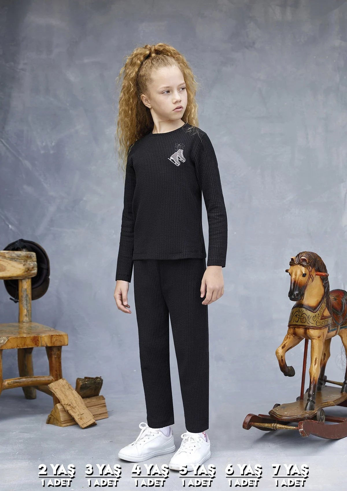 Elsima 3178 Qizlar uchun uzun yengli pijama to'plami