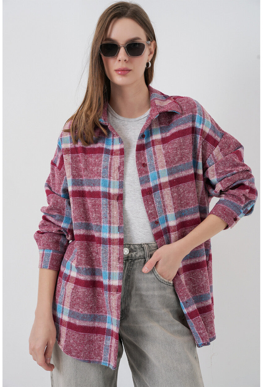 3854 Ekose Desen Çift Cepli Gömlek