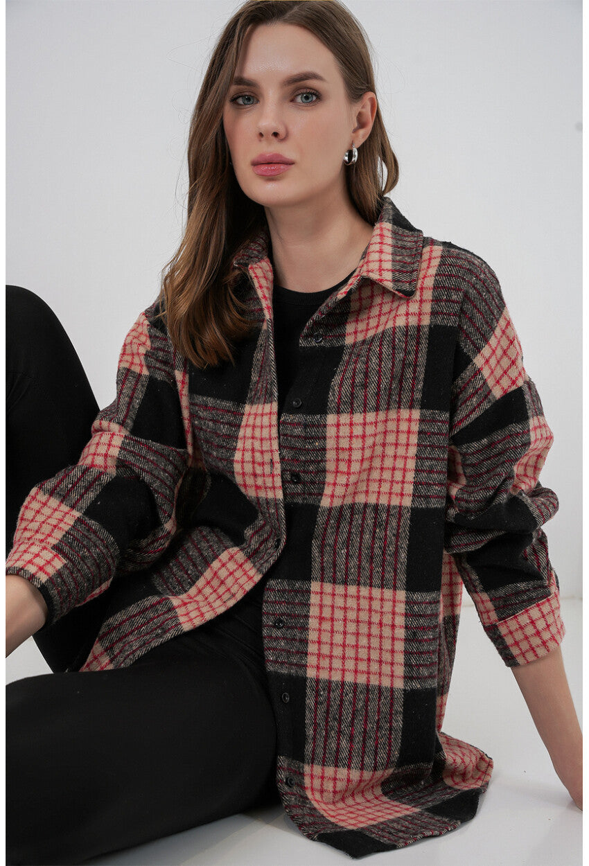 3854 Ekose Desen Çift Cepli Gömlek