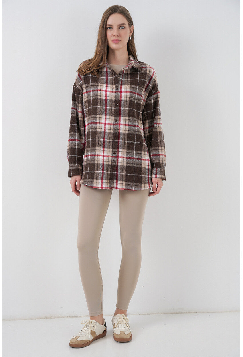 3854 Ekose Desen Çift Cepli Gömlek