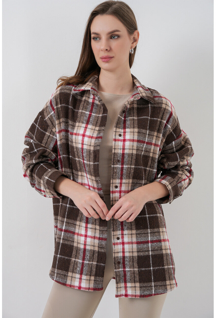 3854 Ekose Desen Çift Cepli Gömlek