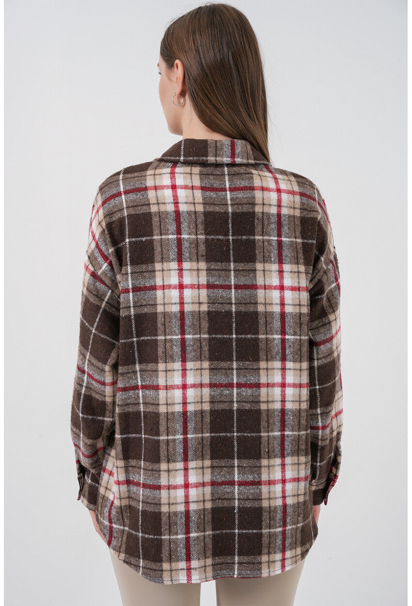 3854 Ekose Desen Çift Cepli Gömlek