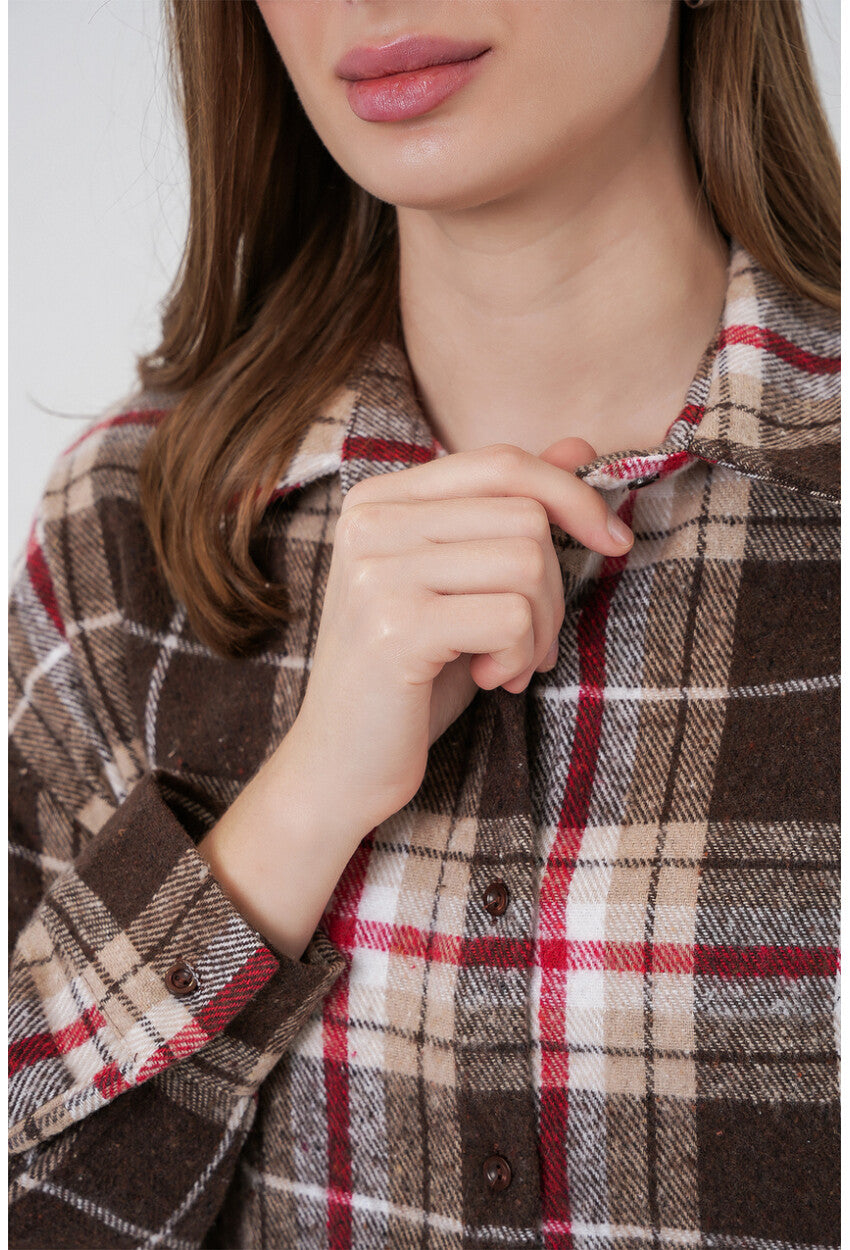 3854 Ekose Desen Çift Cepli Gömlek