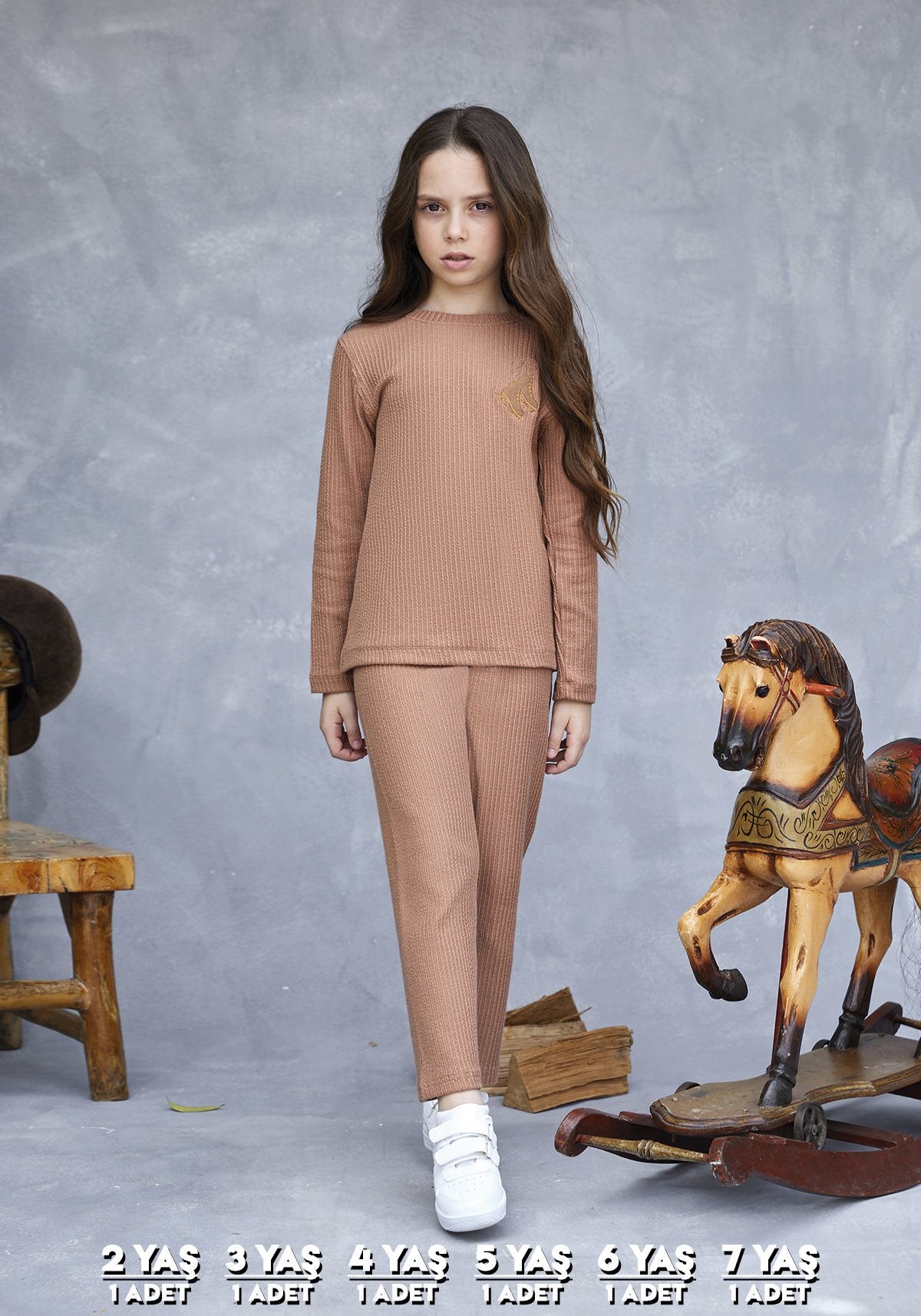 Elsima 3178 Qizlar uchun uzun yengli pijama to'plami