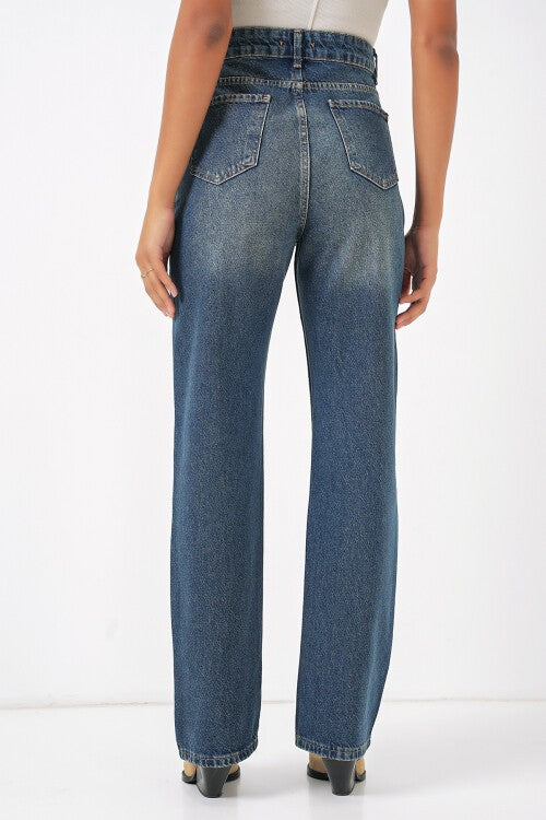 Keng pocha djinsi shim – Indigo (6687 keng oyoqli jinsi shimlar - Indigo)