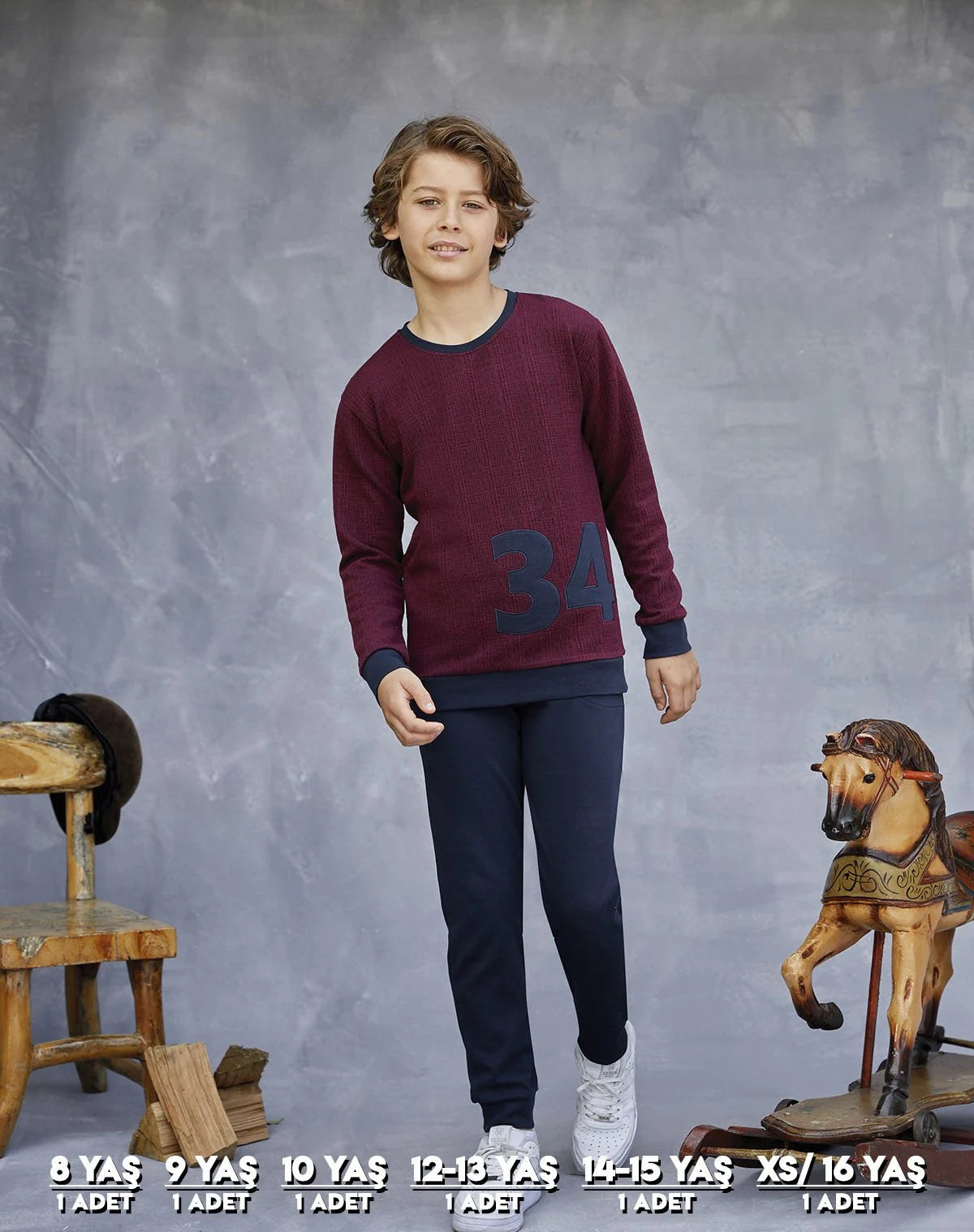 Elsima 3166 Erkek Çocuk Uzun Kollu Pijama Takımı (8-16 Yaş)