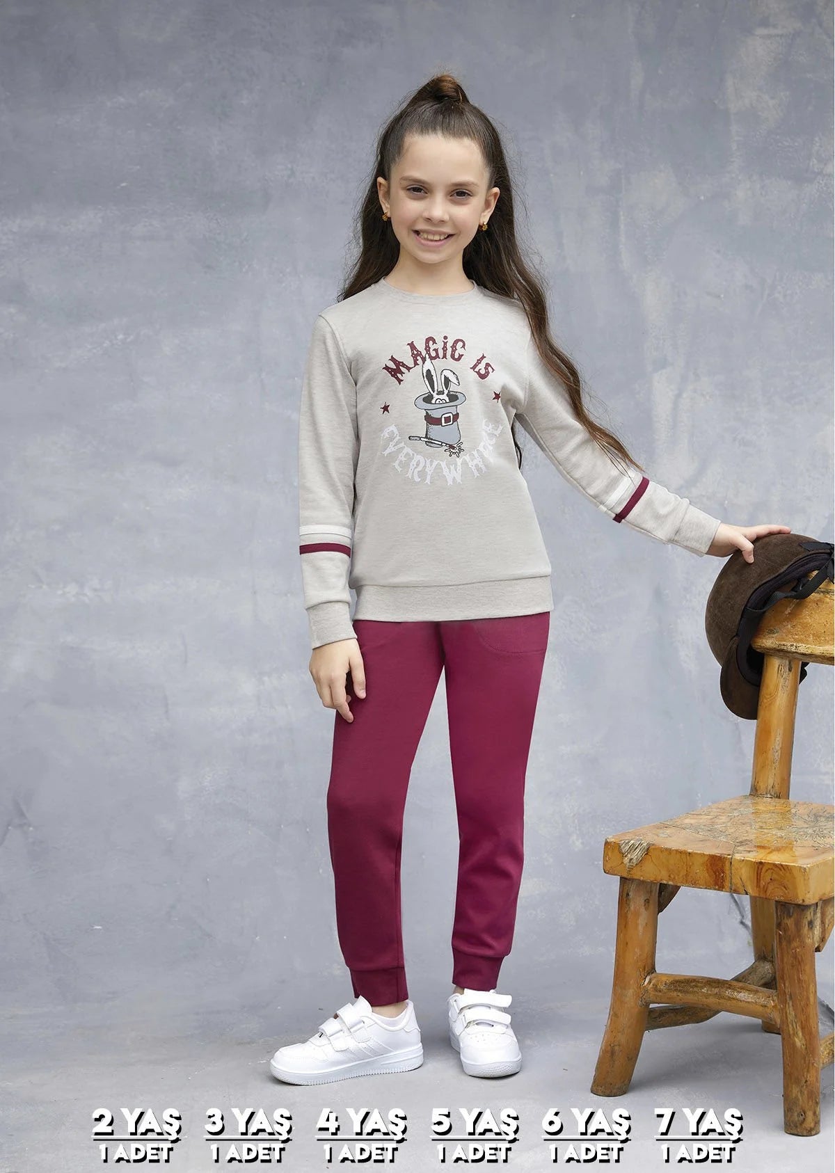Elsima 3186 qizlar uchun uzun yengli pijama to'plami