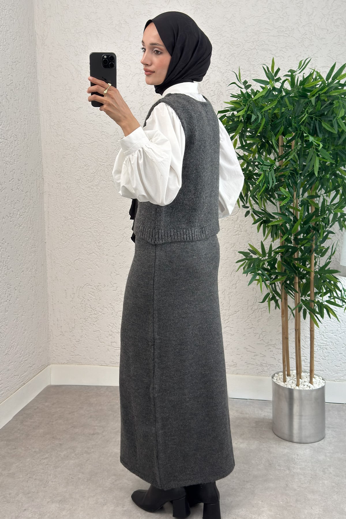 Triko Yelekli Takım Antrasit