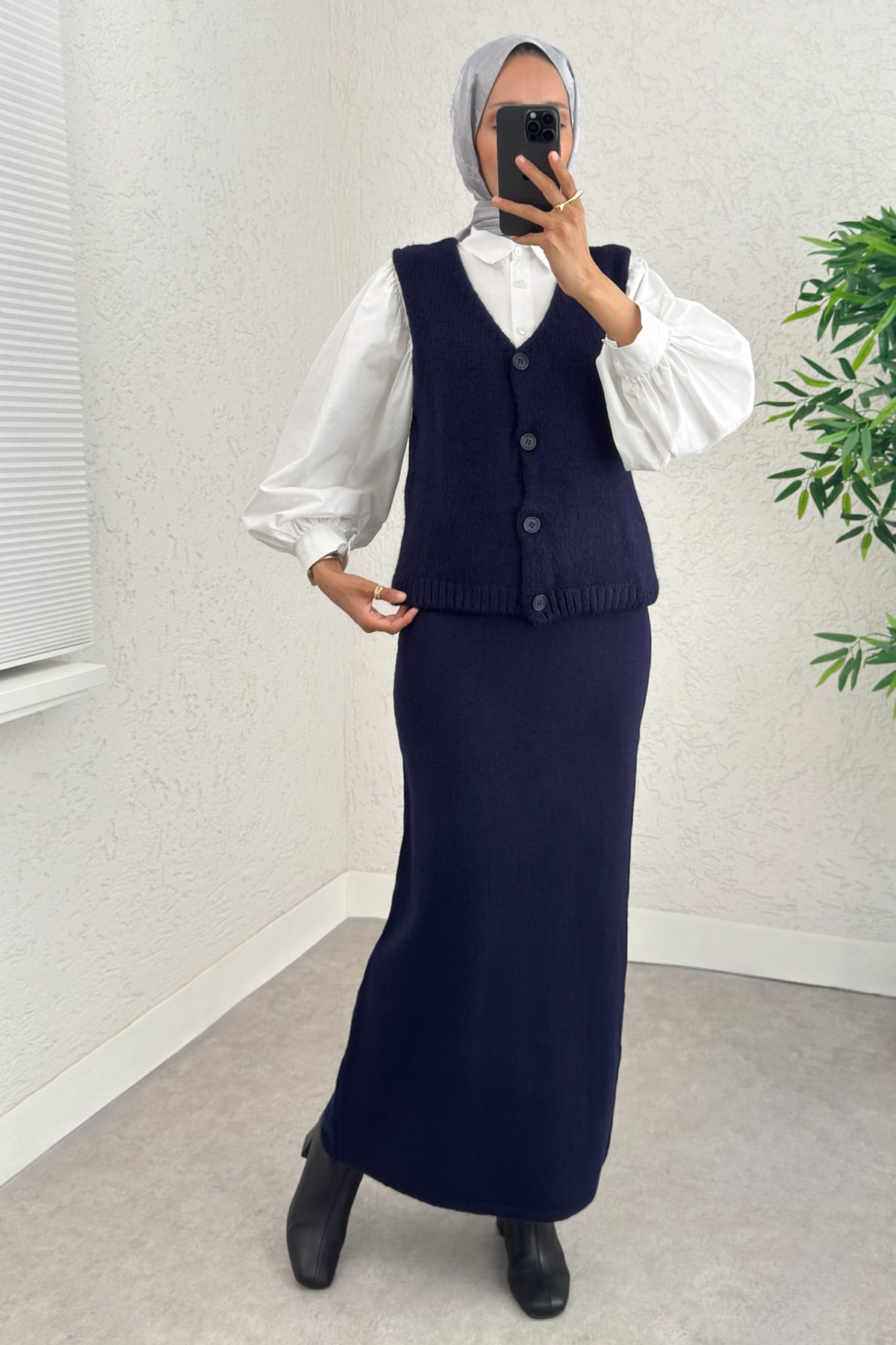 Triko Yelekli Takım Lacivert