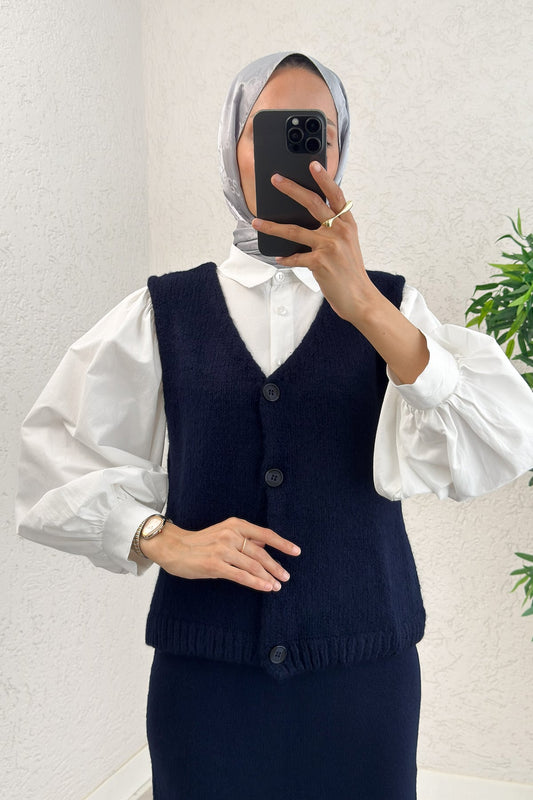 Triko Yelekli Takım Lacivert