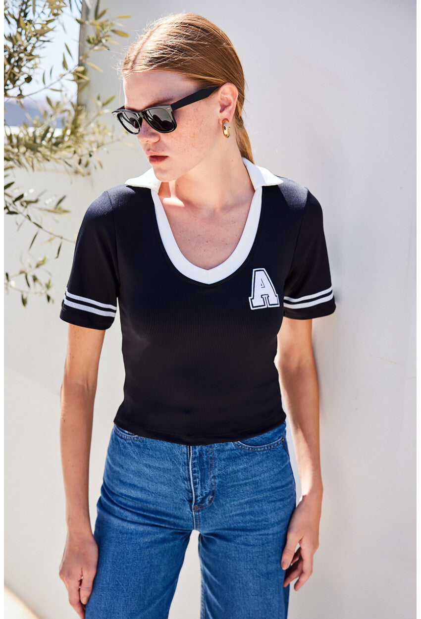 4320 Polo Yaka Basic Triko Bluz