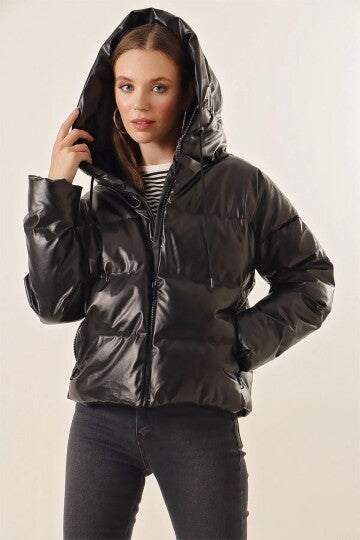 Oversize Deri Mont - Siyah 5114