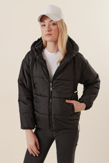 Crop Şişme Mont - Siyah 5136