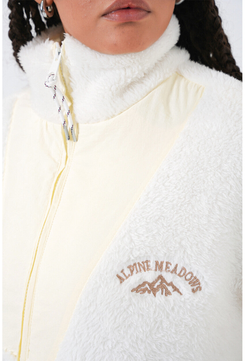 5194 Fermuarlı Ekru Peluş Ceket