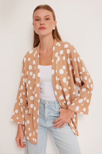Trikotaj kimono - To'q bej 5862