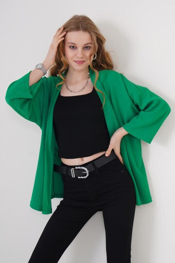 Örme Kimono - Yeşil 5862
