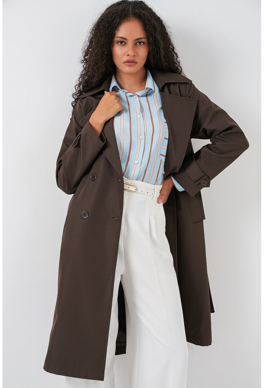 5918 Kruvaze Yaka Trençkot