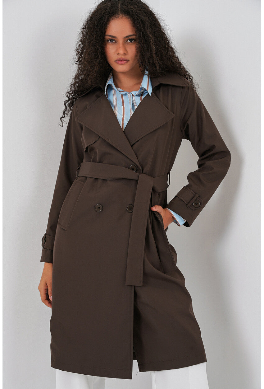 5918 Kruvaze Yaka Trençkot