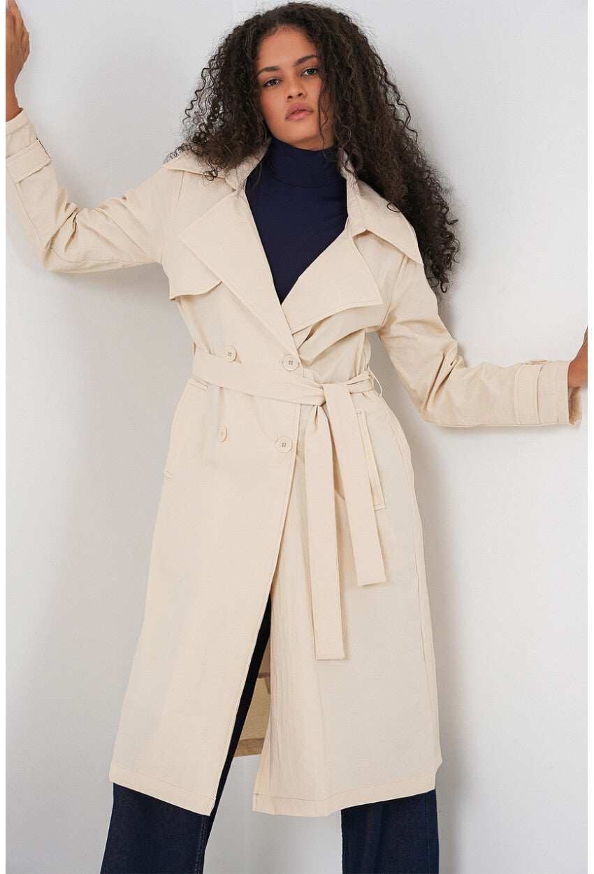 5938 Kruvaze Yaka Trençkot