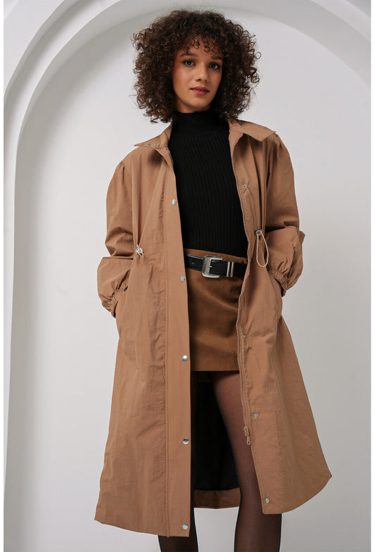 5939 Astarlı Uzun Trençkot