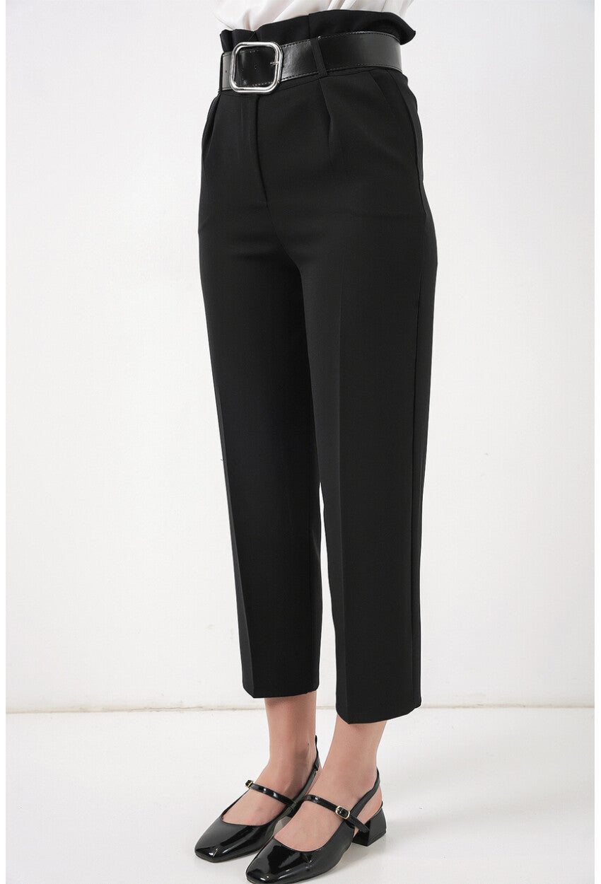 6556 Kemerli Kumaş Pantolon