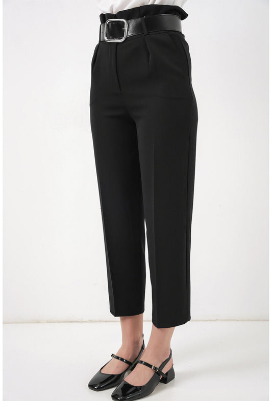 6556 Kemerli Kumaş Pantolon