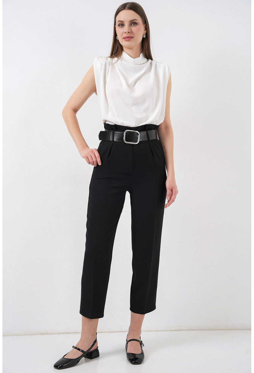 6556 Kemerli Kumaş Pantolon