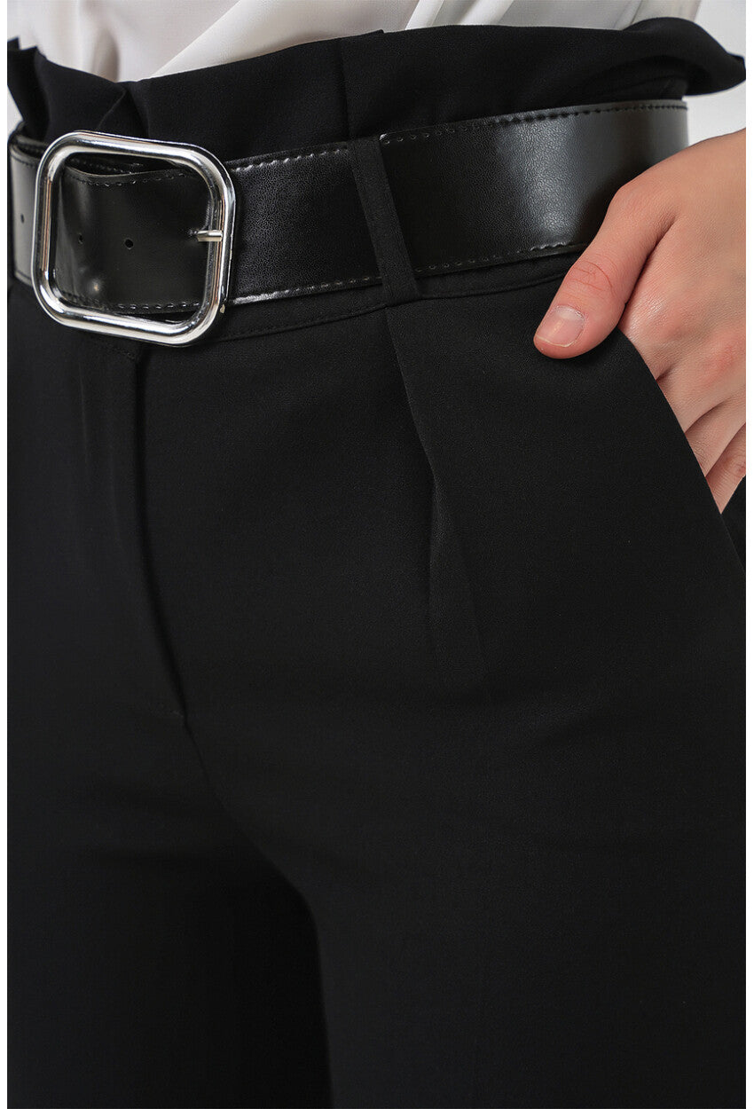 6556 Kemerli Kumaş Pantolon