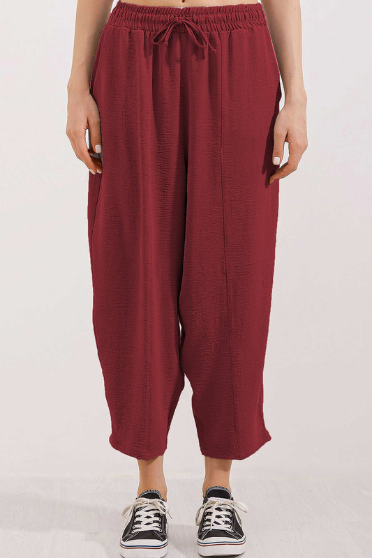 To'lima shalvar shim – Bordo - (6591 to'qilgan Shalvar shim - Claret Red)
