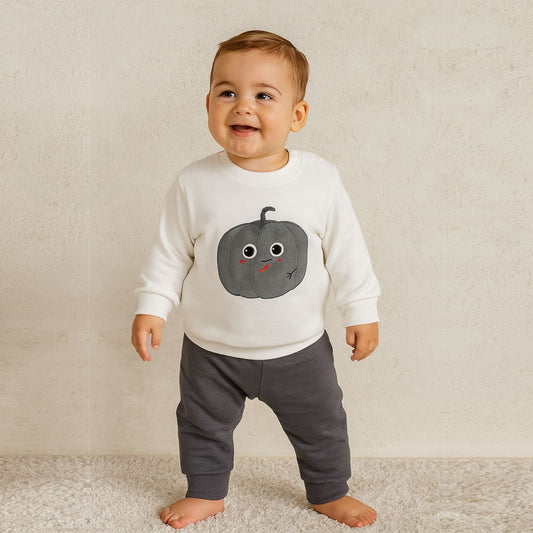 BEBEK 6-12 AY PUMPKİN BASKILI UZUN KOL TAKIM