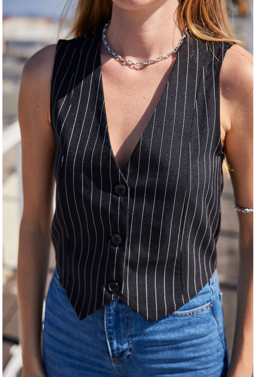 6794 Çizgili Dokuma Yelek