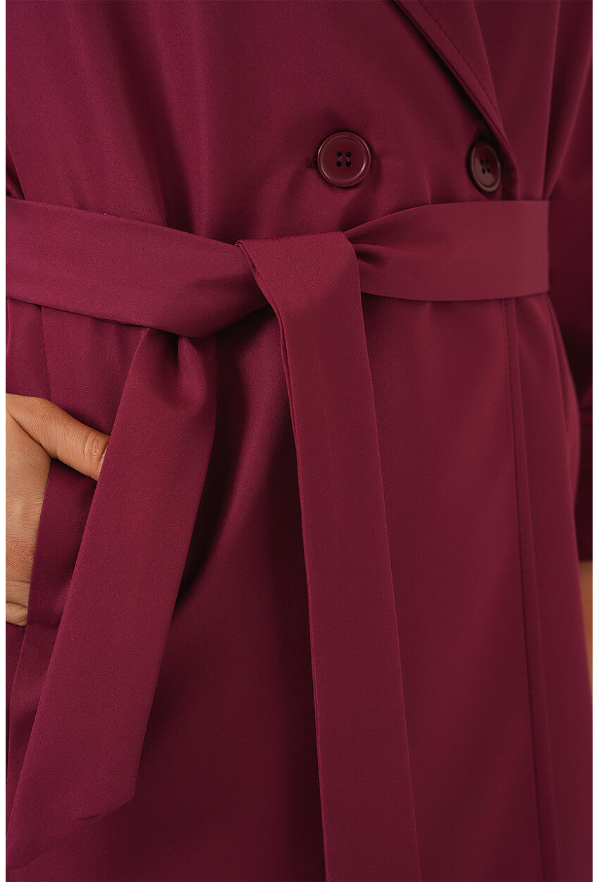 9104 Kruvaze Yaka Astarlı Trençkot