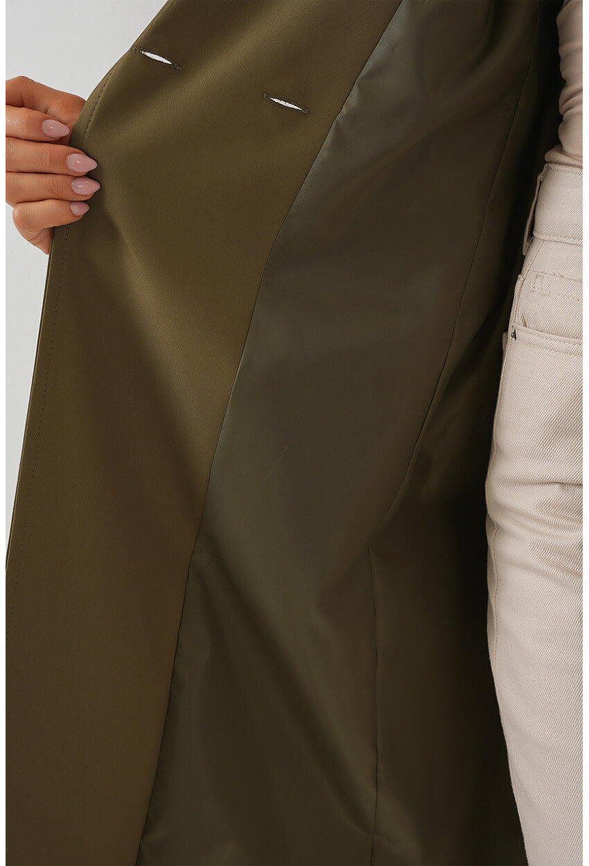 9104 Kruvaze Yaka Astarlı Trençkot