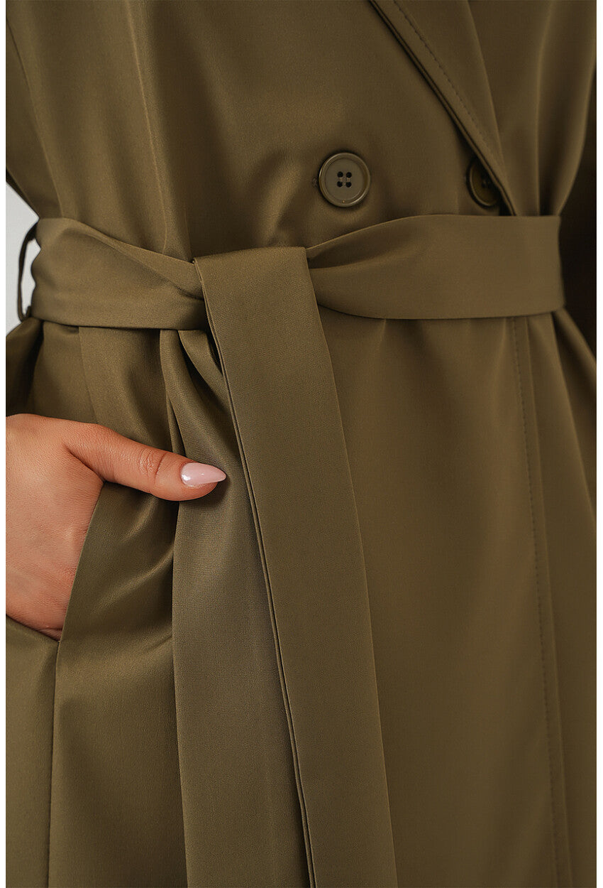 9104 Kruvaze Yaka Astarlı Trençkot