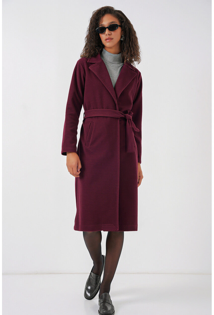 9118 Kruvaze Yaka Kaşe Kaban