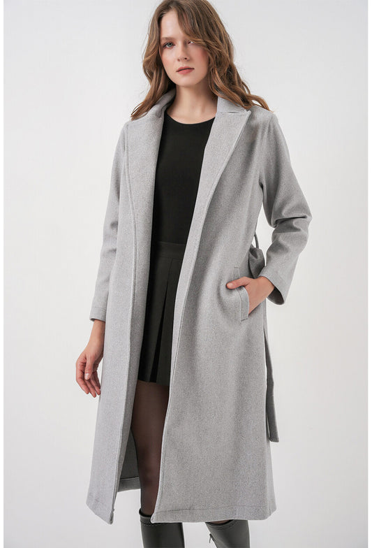 9118 Kruvaze Yaka Kaşe Kaban